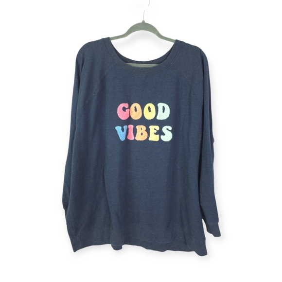Wildfox Raised Letter Good Vibes Oversize Sweatshirt Sz XXL - Picture 2 of 5